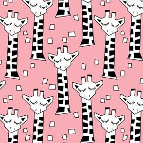 geometric giraffes on pink