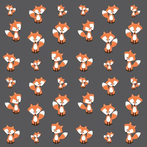 Foxes, Dapper Foxes, Fancy Foxes,Grey and Orange, Boys Fabric