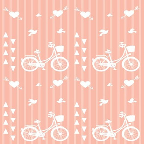 Bicycle Birds Pink Stripes Arrows Heart