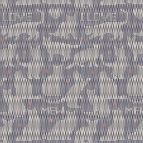 I Love Mew Gray Cat Knit Sweater 
