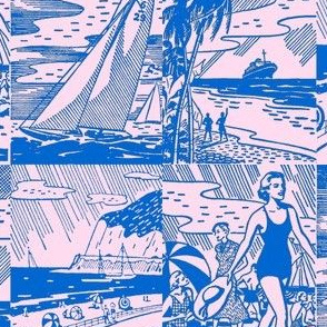 Midcentury Vacation Postcards in Pink + Blue