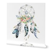 5.25" Floral Blue & White Dream Catcher