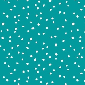 CONFETTI DOTS  Turquoise and White