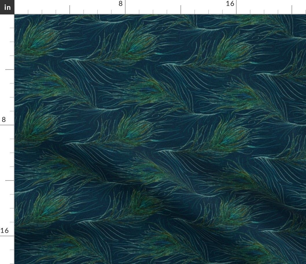 Peacock feathers in teal