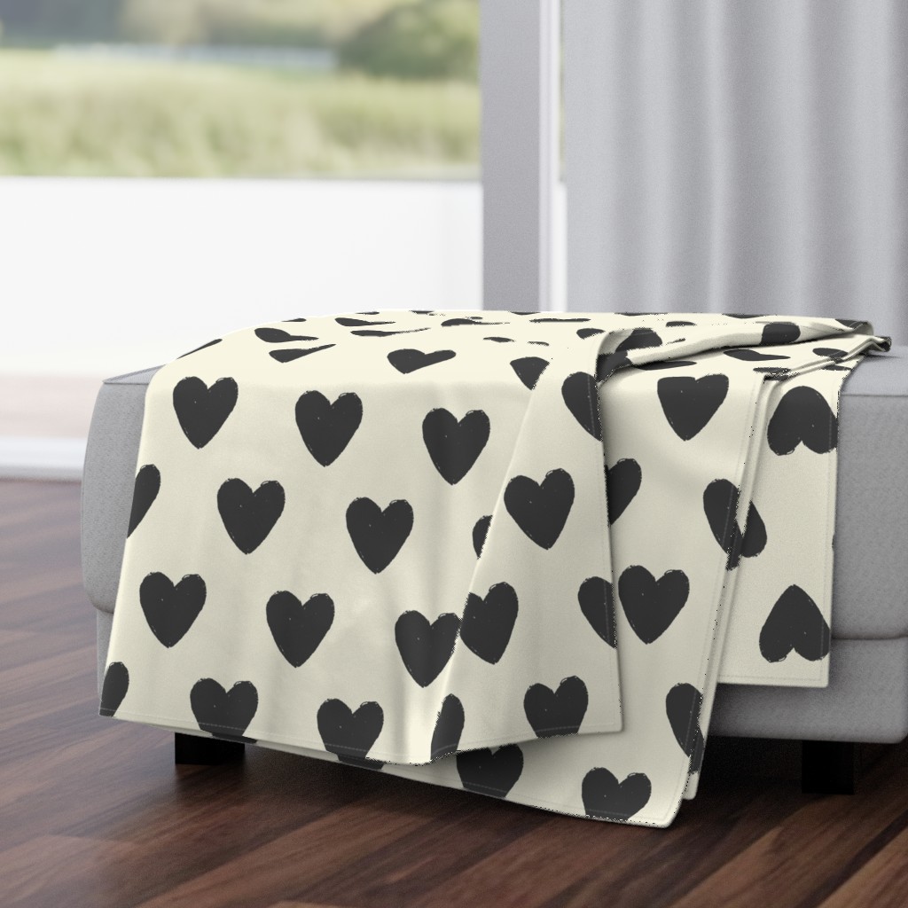 Black and Cream Oversized hearts