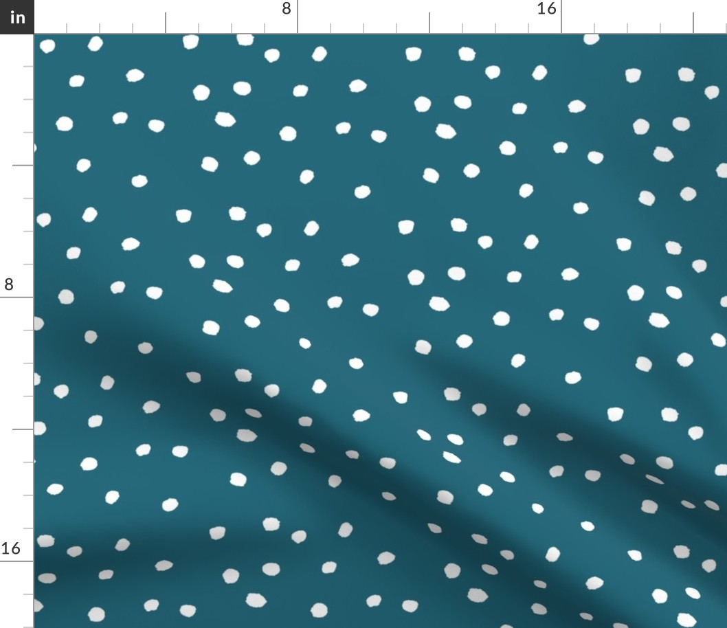 COTTON BALL DOTS Indigo and White 