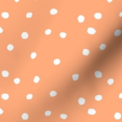 COTTON BALL DOTS Sorbet Orange and White 