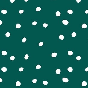 COTTON BALL DOTS Forest Green and White 