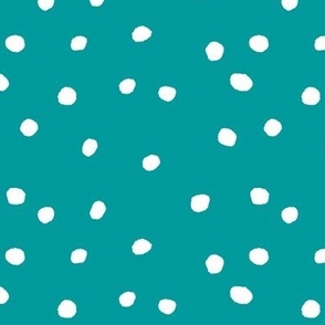 COTTON BALL DOTS Turquoise and White