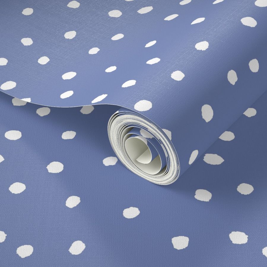 COTTON BALL DOTS French Blue and White 