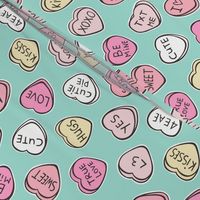 Conversation Candy Hearts Valentine Love on Mint Green