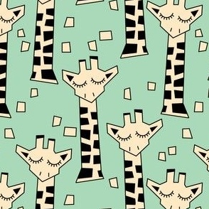 geometric giraffes on green