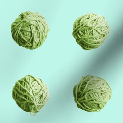 little yarn balls - fresh green on pale aqua