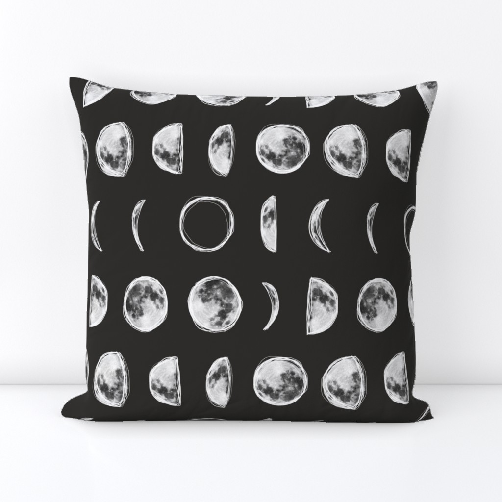 Moon Phases with Outline-Dark Charcoal