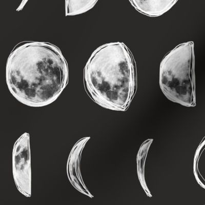 Moon Phases with Outline-Dark Charcoal