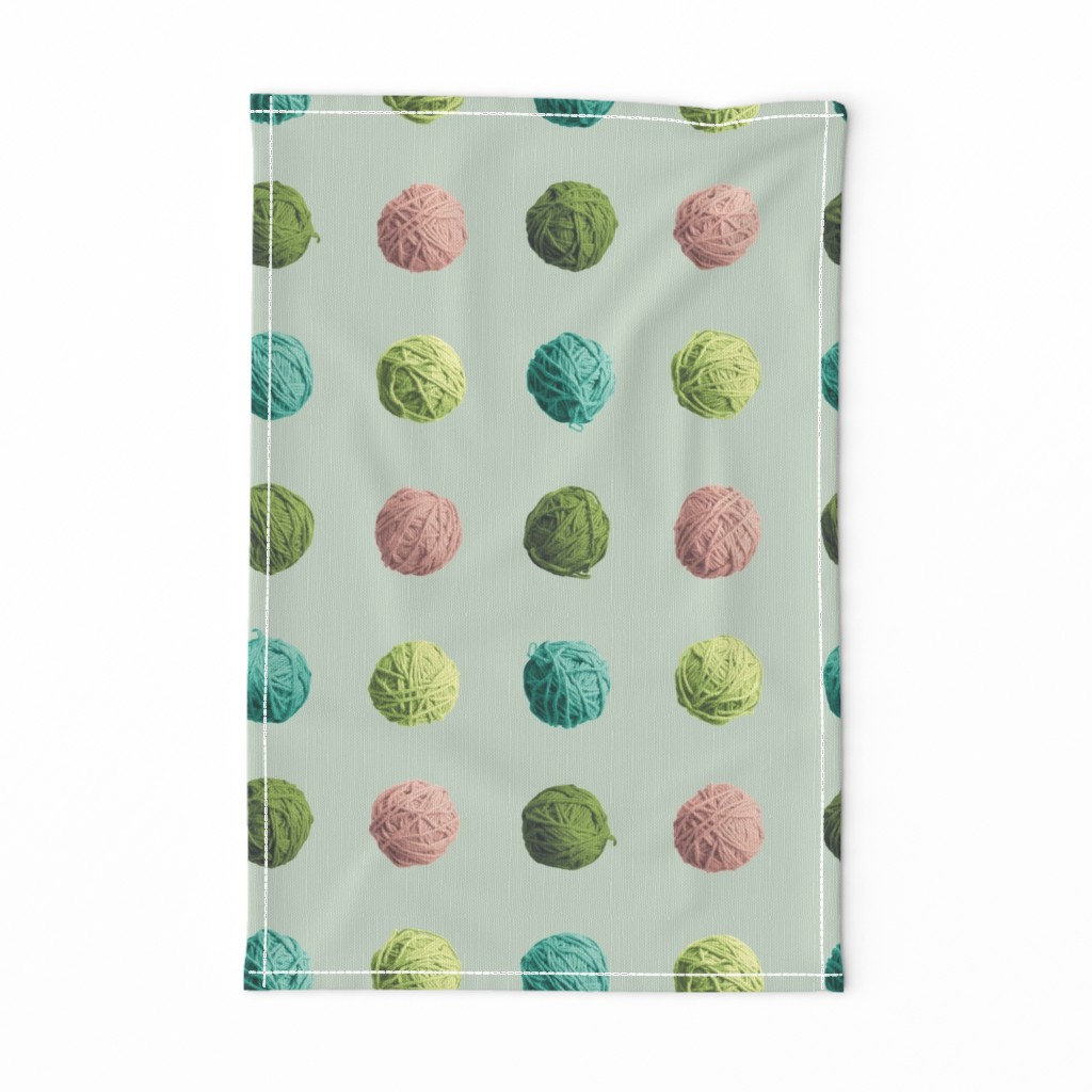 little yarn balls - green, pink, teal, olive