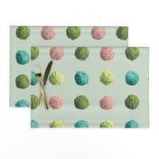 little yarn balls - green, pink, teal, olive