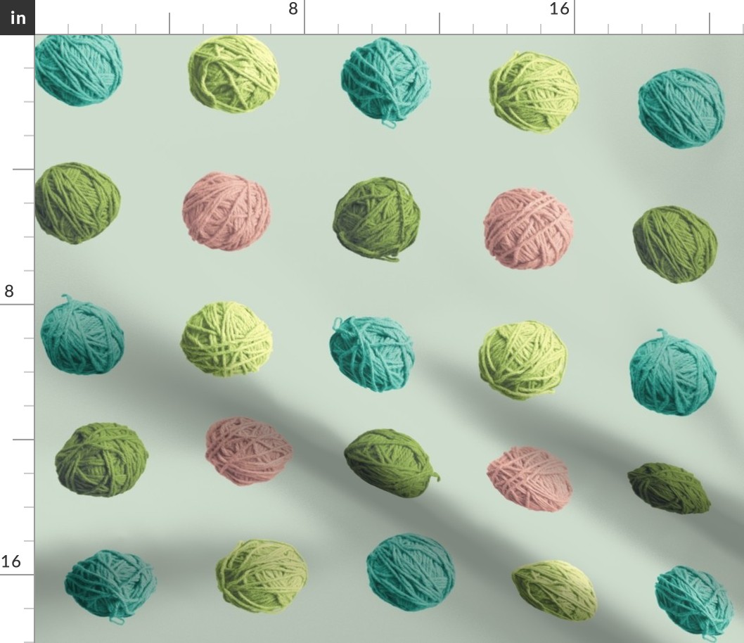little yarn balls - green, pink, teal, olive