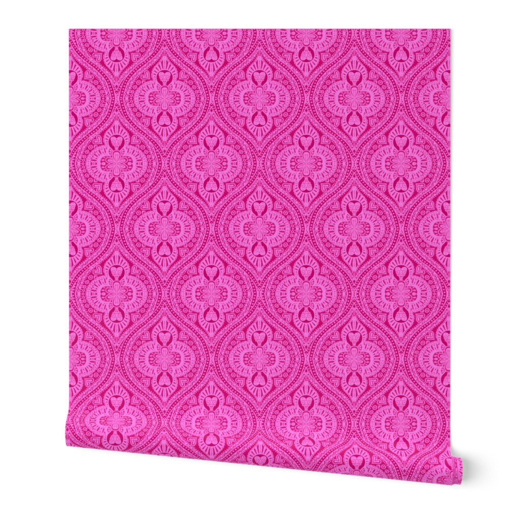 Tropical Fuchsia  Bohemian Ogee hearts