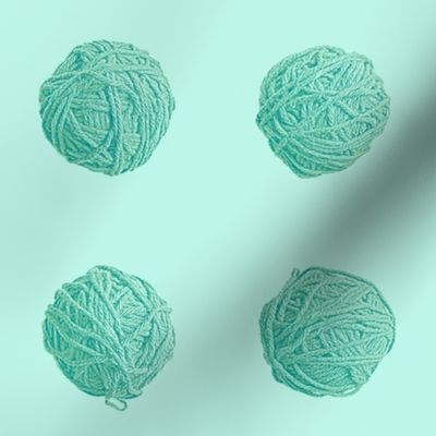 little yarn balls - surf teal on aqua