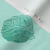 little yarn balls - surf teal on aqua