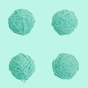 little yarn balls - surf teal on aqua