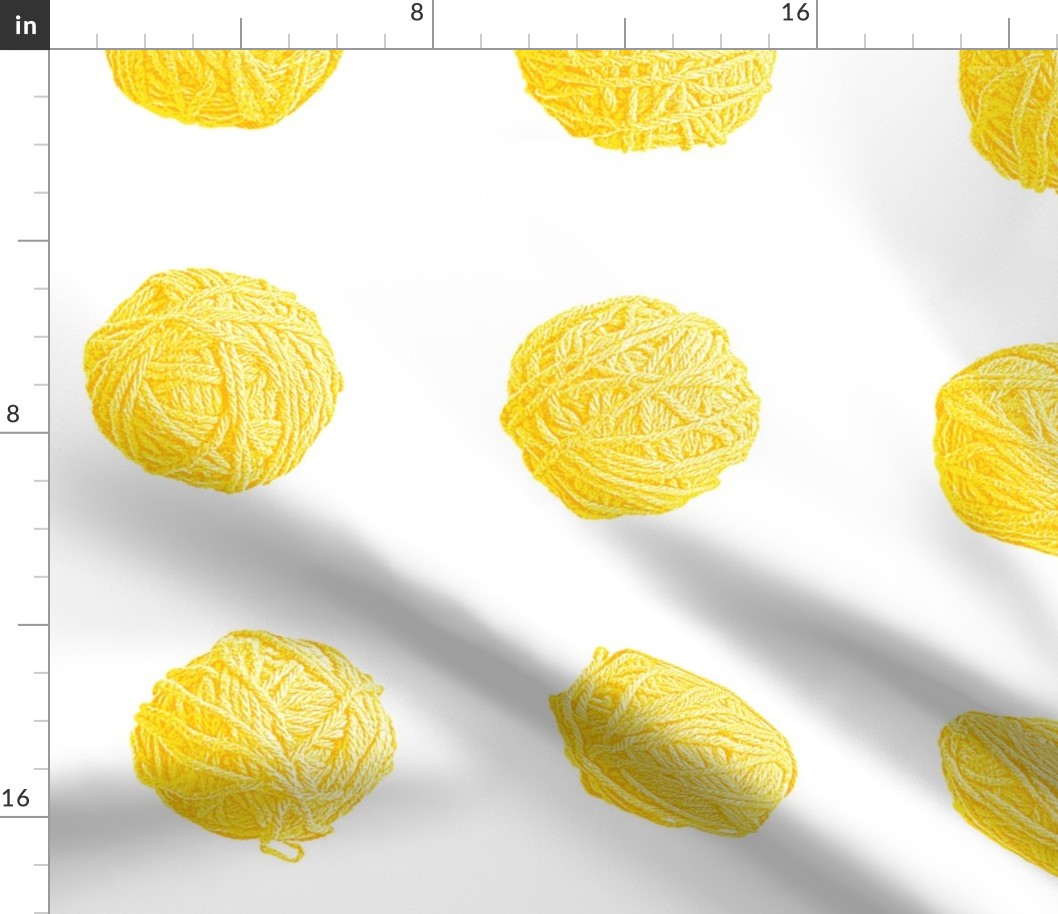 big yarn balls - saffron yellow on white