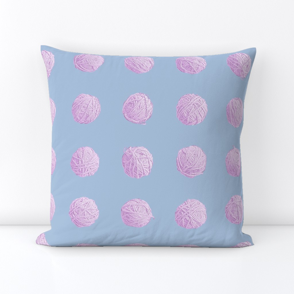 small yarn balls - lilac on light blue