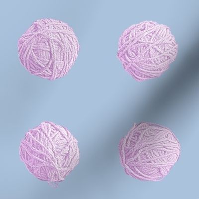 small yarn balls - lilac on light blue
