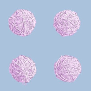 small yarn balls - lilac on light blue