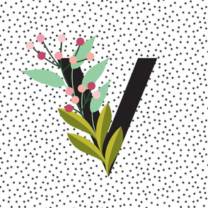 Blooms - Letters - Garden - Monogram - V