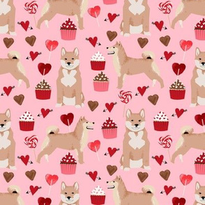 shiba inu valentines love dog fabric cute shiba inu design - blossom