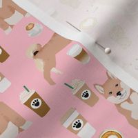 shiba inu coffee fabric shiba inu dogs design - blossom pink