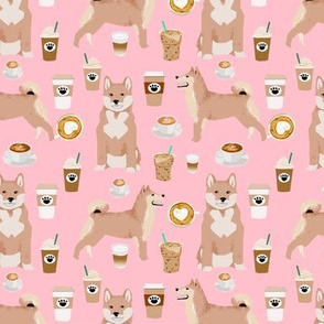shiba inu coffee fabric shiba inu dogs design - blossom pink