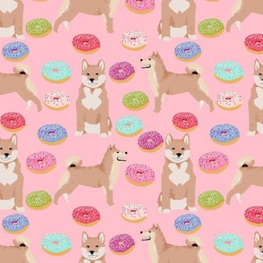 shiba inu pastel donuts fabric dogs donuts pattern - blossom pink