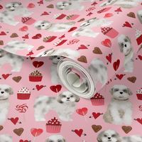 shih tzu valentines day fabric best dog loves fabric - blossom pink