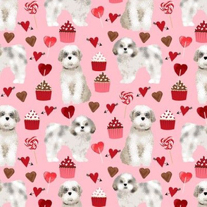 shih tzu valentines day fabric best dog loves fabric - blossom pink