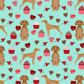 vizsla valentines day love fabric best dogs design - aqua
