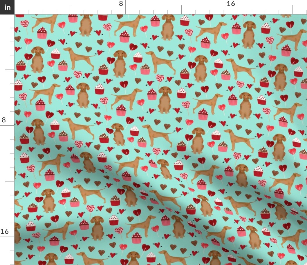 vizsla valentines day love fabric best dogs design - aqua