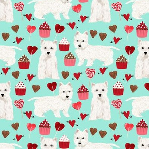 westie valentines day love fabric best dogs design - aqua