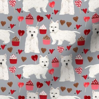 westie valentines day love fabric best dogs design - grey