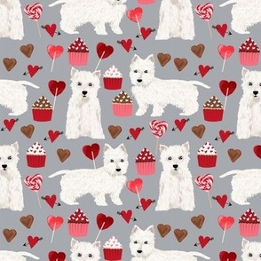 westie valentines day love fabric best dogs design - grey