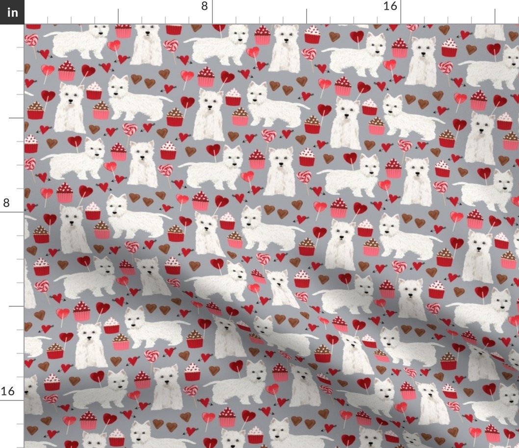 westie valentines day love fabric best dogs design - grey