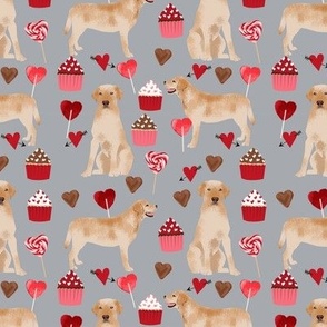 labrador fabric  yellow lab valentines day love fabric - grey