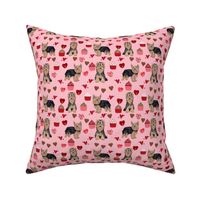 yorkie valentines day fabric yorkshire terrier love design - pink