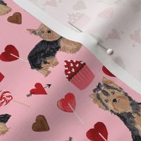 yorkie valentines day fabric yorkshire terrier love design - pink