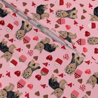 yorkie valentines day fabric yorkshire terrier love design - pink