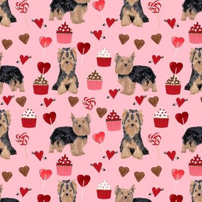 yorkie valentines day fabric yorkshire terrier love design - pink