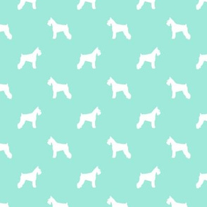 schnauzer silhouette fabric dogs fabric - aqua