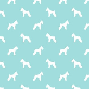 schnauzer silhouette fabric dogs fabric - blue tint